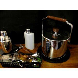 Vintage Group of  Bar Accessories - Tray, Ice Bucket, Stirrers